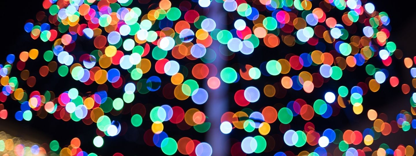 dark background and close up of christmas lights