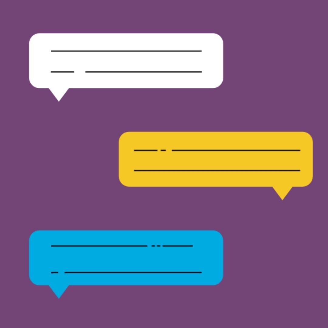 3 blank speech bubbles on a purple background
