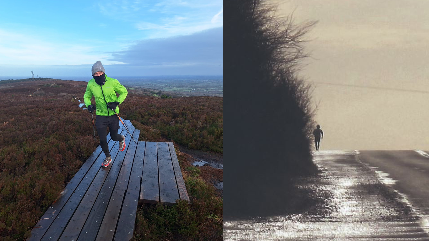 Venetia Quick in pink running jacket standing with her arms crossed