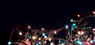 dark background and close up of christmas lights