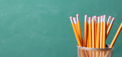 Close up of a container full of pencils